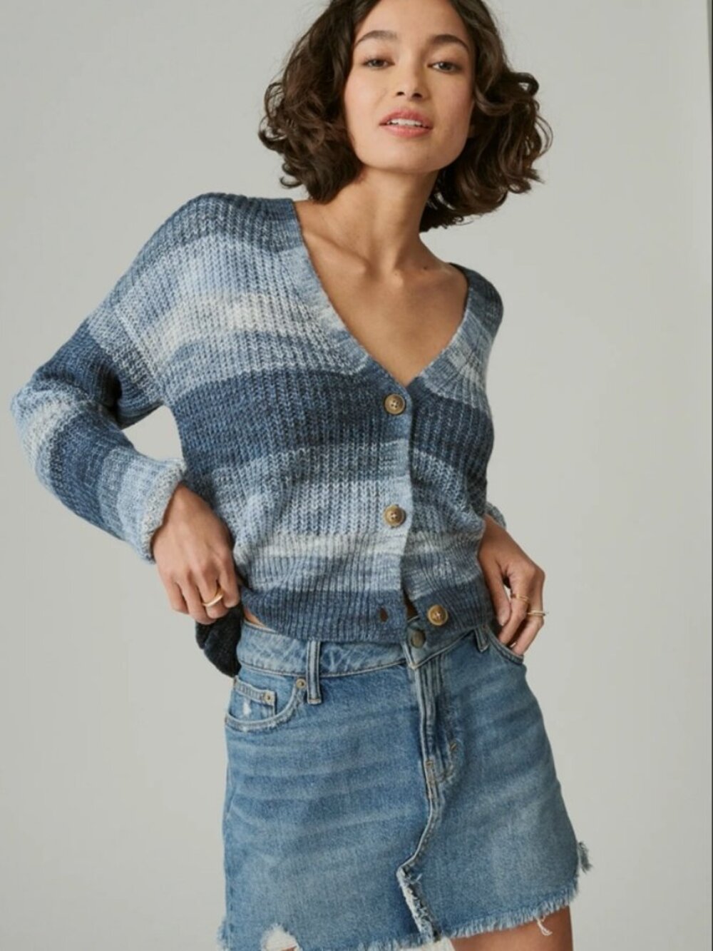 Lucky Brand V Neck Ombre Cardigan